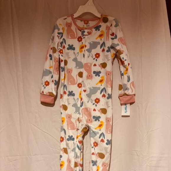 Carter’s Girl Footed Fleece Sleeper Pajamas Woodland Animals 4T - Picture 1 of 6
